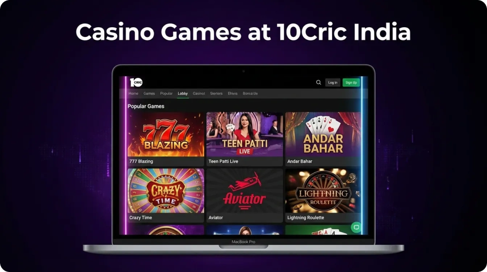 Casino games catalog on the 10Cric website in India